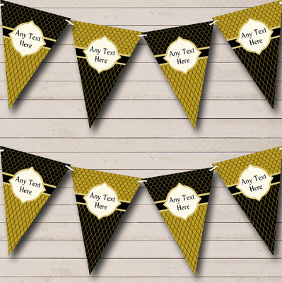 Black And Dark Gold Elegant Personalised Birthday Party Bunting Banner ...