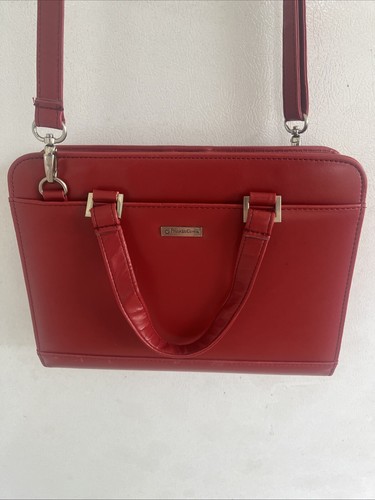 Franklin Covey Red Planner Organizer Zip Tote Shoulder Bag 7-ring Binder Leather - Picture 20 of 24