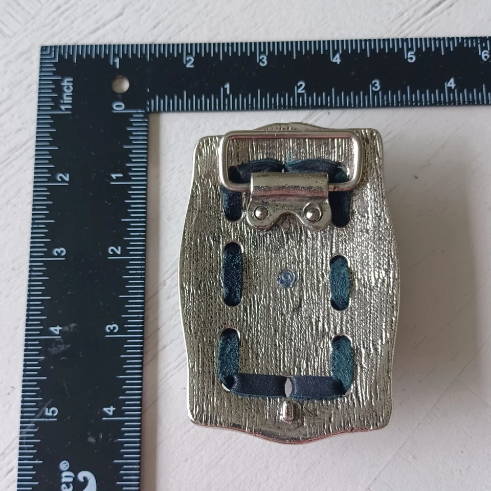 Hebilla de cinturón de cuero con estrás de metal plateado ornamentado Country Western Biker Goth Foto 3 de 4