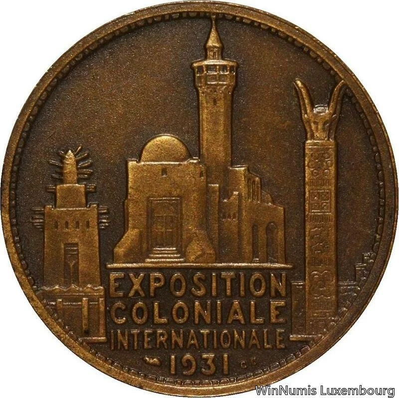 Médaille En Bronze Art Déco 1931 – Exposition Coloniale Internationale, 77mm – Pièce Rare, Collection France