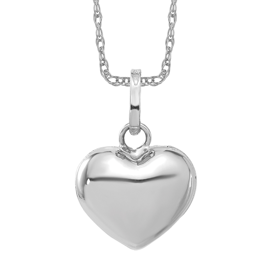 14K White Gold Heart Necklace Charm Pendant | eBay