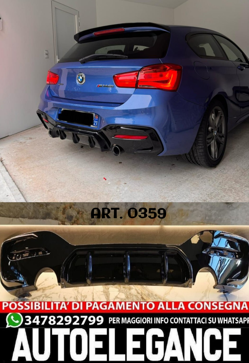 Diffusore Posteriore Per BMW F20 F21 M Sport 2015-2019 - Paraurti Lip In ABS Nero - Foto 7