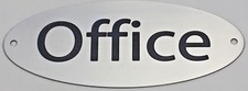 Stainless Steel OVAL SIGN "OFFICE" Classic Deeply Etched / Solid made in USA