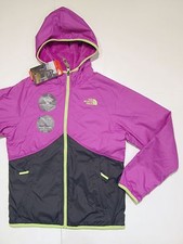 New tag Girls North Face Violet Reversible Breezeway Wind Hooded Jacket M L XL