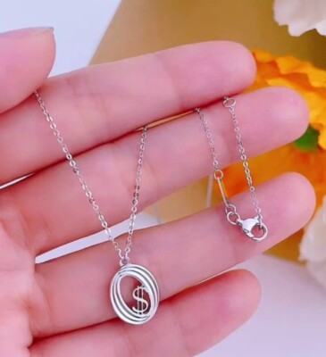 Pure Platinum 950 Lucky Money Pendant O Chain Link Women