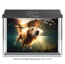 Funny Swimming Dog Furry Polyester Fish Tank Glass Backdrop Aquarium Background