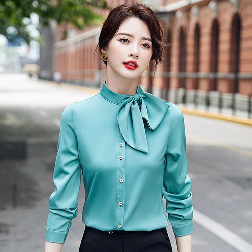 Women Fashion Bow Korean Shirt Office 
