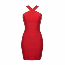 Marciano by Guess Red Bandage Bodycon Mini Dress Cross Halter Size S