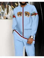 Men's Plus Size 2pcs 3D Printed Full-Body Matching Set - Oversized Long Sleeve S