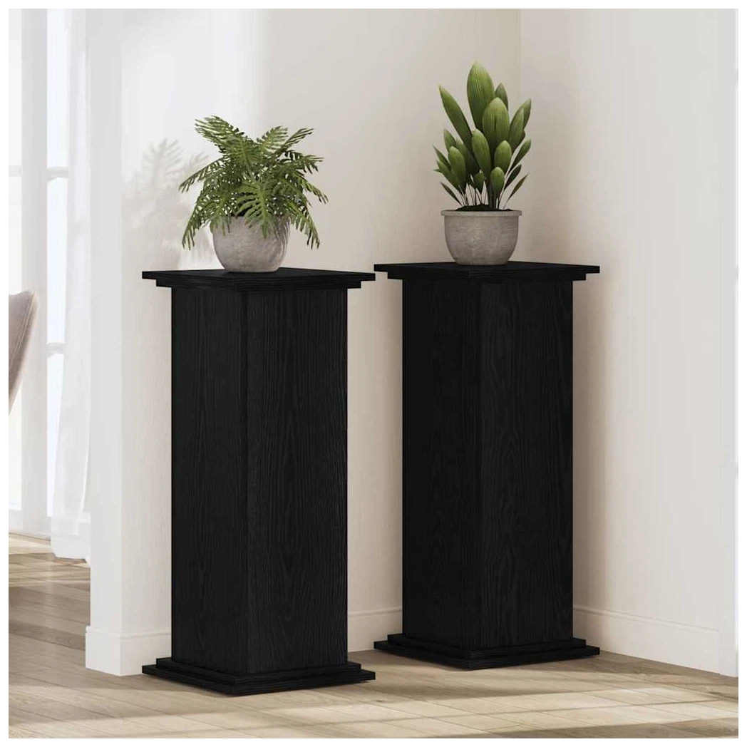 Plant Stand Black Oak 33x33x100cm Engineered Wood Modern Indoor Outdoor Durable