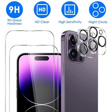2Pcs HD Clear Screen Protectors 2Pcs Camera Len Protectors Tempered Glass Fil...