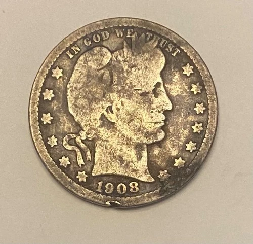 1908-S Barber Quarter - key date - only 784,000 minted