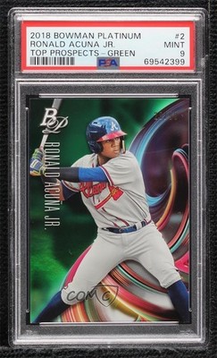2018 Bowman Platinum Green 26/99 Ronald Acuna Jr #TOP-2 PSA 9 MINT Rookie RC 8uc