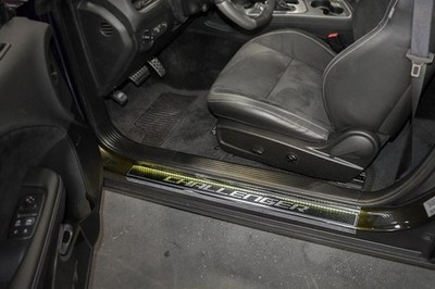 Carbon Fiber Door Sill with Yellow LEDs fits 2008-2019 Dodge Challenger