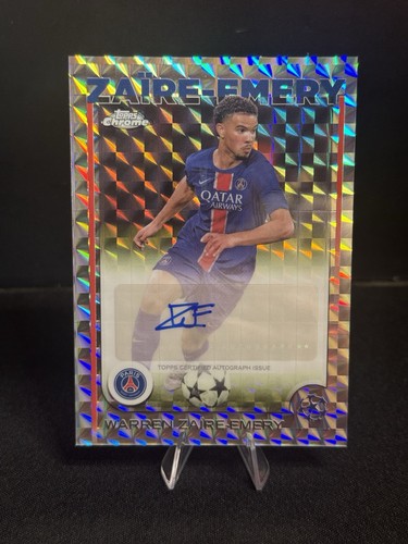 2024-25 Topps Chrome UEFA Warren Zaire-Emery Geometric Refractor Auto #CA-WZ PSG