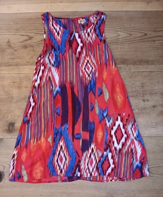 Piko 1988 Aztec Tank Long Tunic Top Womens S Lightweight Semi Sheer Southwest 