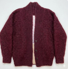 Cotswold Filkens Woolen Weavers Hand Made Cardigan Burgundy Vintage Grandpa L