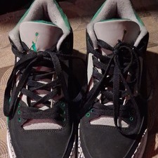 Jordan Air Jordan 3 Kids Sneaker US 7Y Black Gray Green Leather Mid CT8532-030