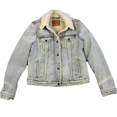 Levis Damen Sherpa Denim Trucker Jacke blau Borg gefüttert Größe S warm