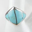 Vintage Southwestern 925 Sterling Silver Turquoise Inlay Ring Sz 9.25