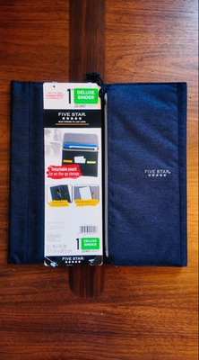 #ad #ad Five Star 1quot; Deluxe Zipper Binder Navy Blue Removable Pouch 225 Sheet Capacity $11.99