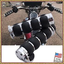 1" Motorcycle Handle bar Hand Grips w/ Throttle For Harley Honda Kawasaki Suzuki