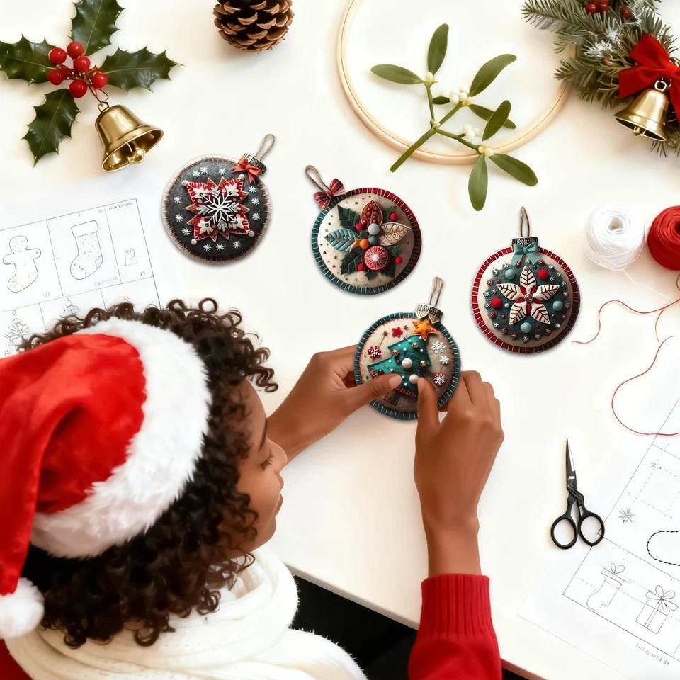 Hágalo usted mismo Kit de parches de fieltro de Navidad adornos navideños de fieltro navideño, conjunto de manualidades regalo Foto 3 de 4