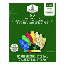 Holiday Time 50-Count 8-Function Multicolor to Warm White Color-Sync LED C7