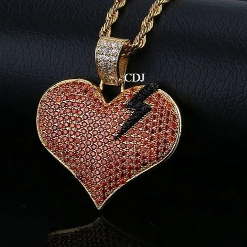 Colgante Corazón Roto Rojo y Negro Creado en Laboratorio para Él Regalo de Cumpleaños Plata 925 Foto 4 de 4