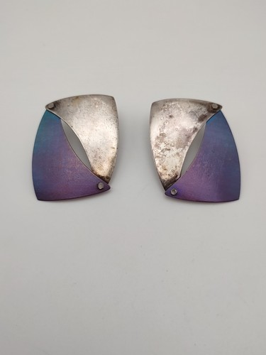 Idelle Hammond Sass Sterling Titanium Modernist Earrings