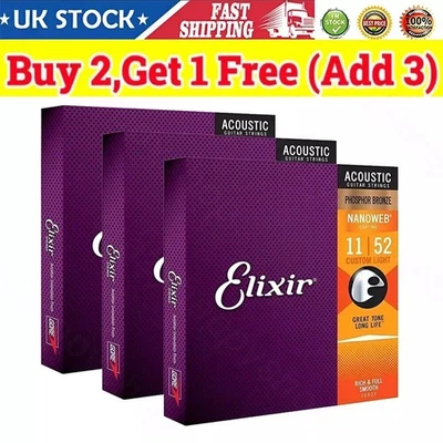 For Elixir Acoustic Guitar strings Phosphor Bronze LIGHT 12-53 16002 16027 16052
