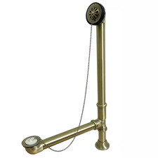 Vintage 20-Gauge Clawfoot Tub Waste and Overflow Drain, Antique Brass
