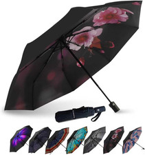 Compact Travel Umbrella, 44" Canopy, Automatic Open/Close Windproof Umbrella, 21