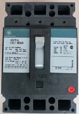 GE TED134060WL Industrial Circuit Breaker, 60A, 480V, 3Pole