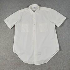 Vintage Arrow Dectolene Mens White Short Sleeve Button Down Shirt 16-SC USA 70s