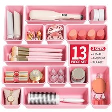 13 Pack Plastic Drawer Organizer Trays 3 Sizes Makeup Desk Kitchen Bathroom