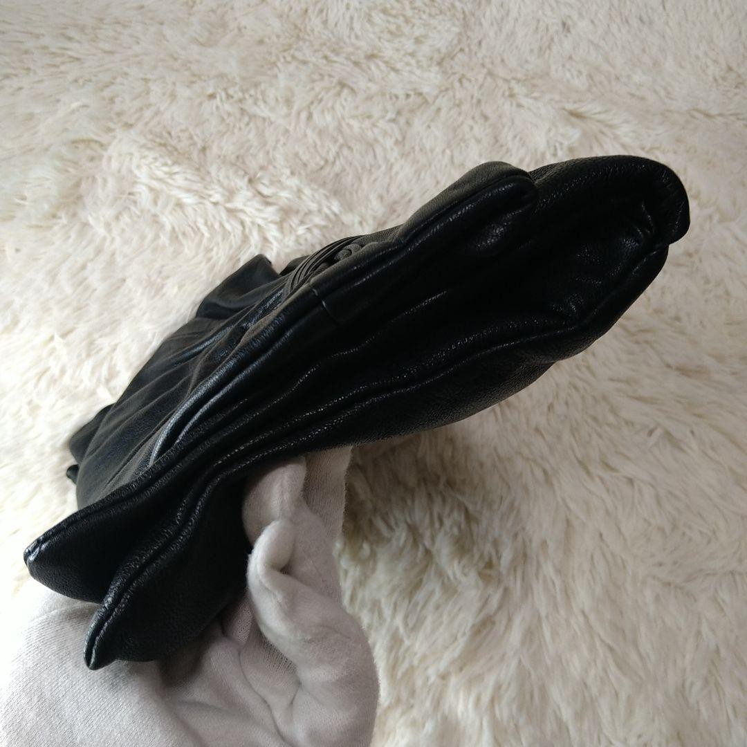 Red Valentino Shoulder Bag Purse Clutch Chain Ribbon Leather Black Authentic thumbnail 19