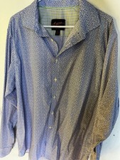 Egara Slim Fit Stretch Easy Care Blue Floral Long Sleeve Dress Shirt XL