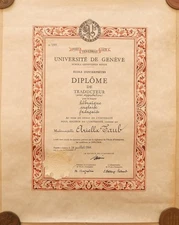 1968 Geneva University Translator Diploma Van Berchem Signed