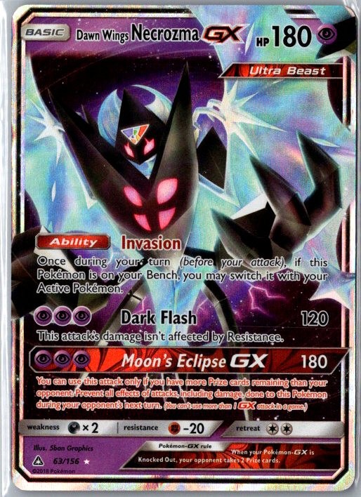 Dawn Wings Necrozma GX 63/156 Holo GX Rare Ultra Prism Pokemon Near Mint