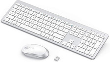 Wireless Keyboard and Mouse Combo, Rechargeable Quiet Keyboard Mouse, Sleek and