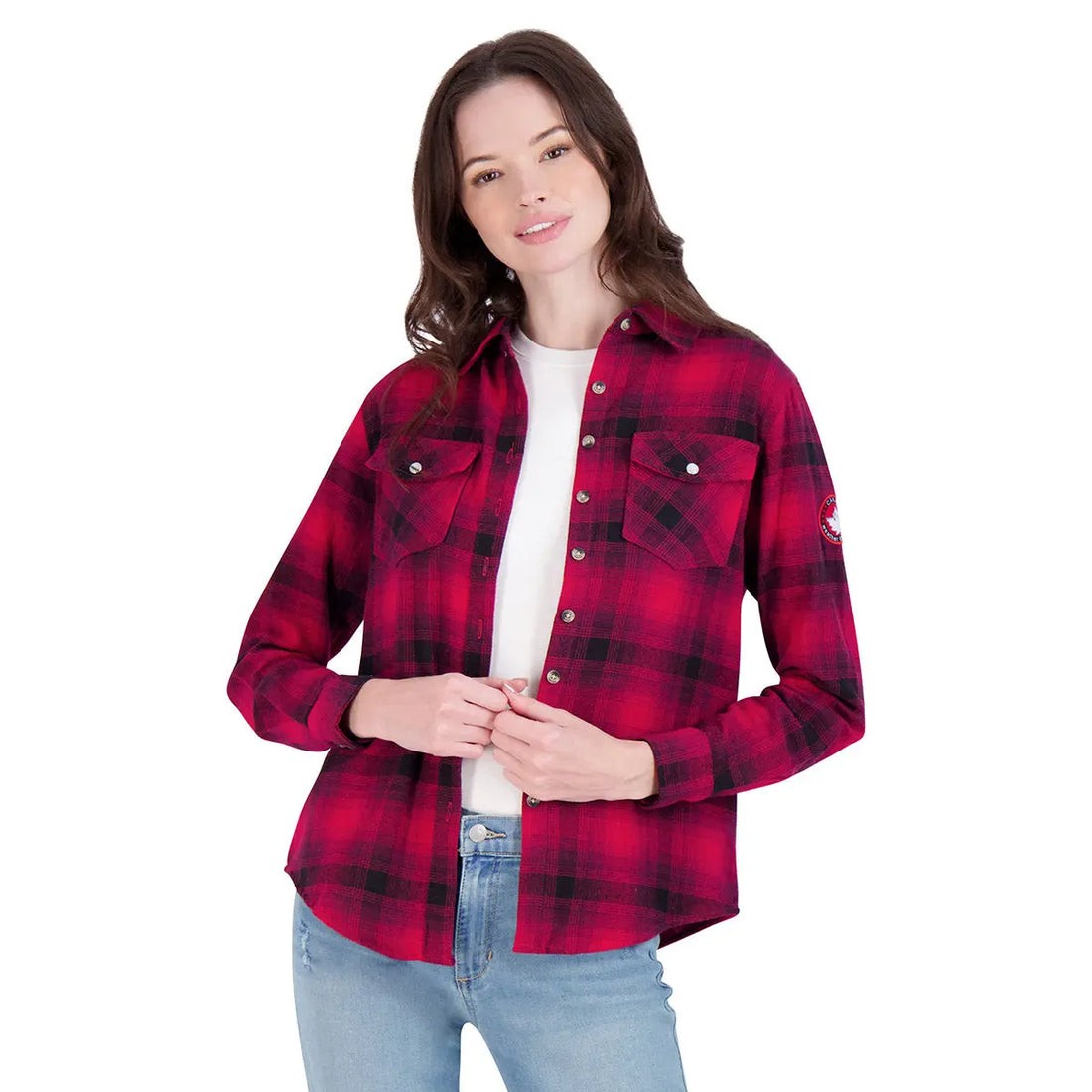 ЖЕНСКАЯ ВИНТАЖНАЯ РУБАШКА В КЛЕТКУ CANADA WEATHER GEAR - РАЗМЕР: M - КРАСНЫЙ/ЧЕРНЫЙ