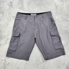 Plugg Shorts Mens 34 Gray Cargo Microfiber Lightweight 11 Inseam Casual Outdoor