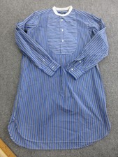 Polo Ralph Lauren Dress Womens 8 Blue Striped Cotton Long Sleeve Nightshirt