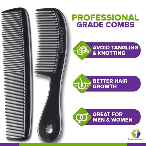 4 Piece Professional Comb Set Black - USA MADE - Fine Pro Tail Combs Dresser ... - Picture 3 of 7