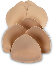 Bra Pad Inserts 4 Pairs, Bra Pads Sewn Padded for Sports Bra A/B or C/D,D/E Cup