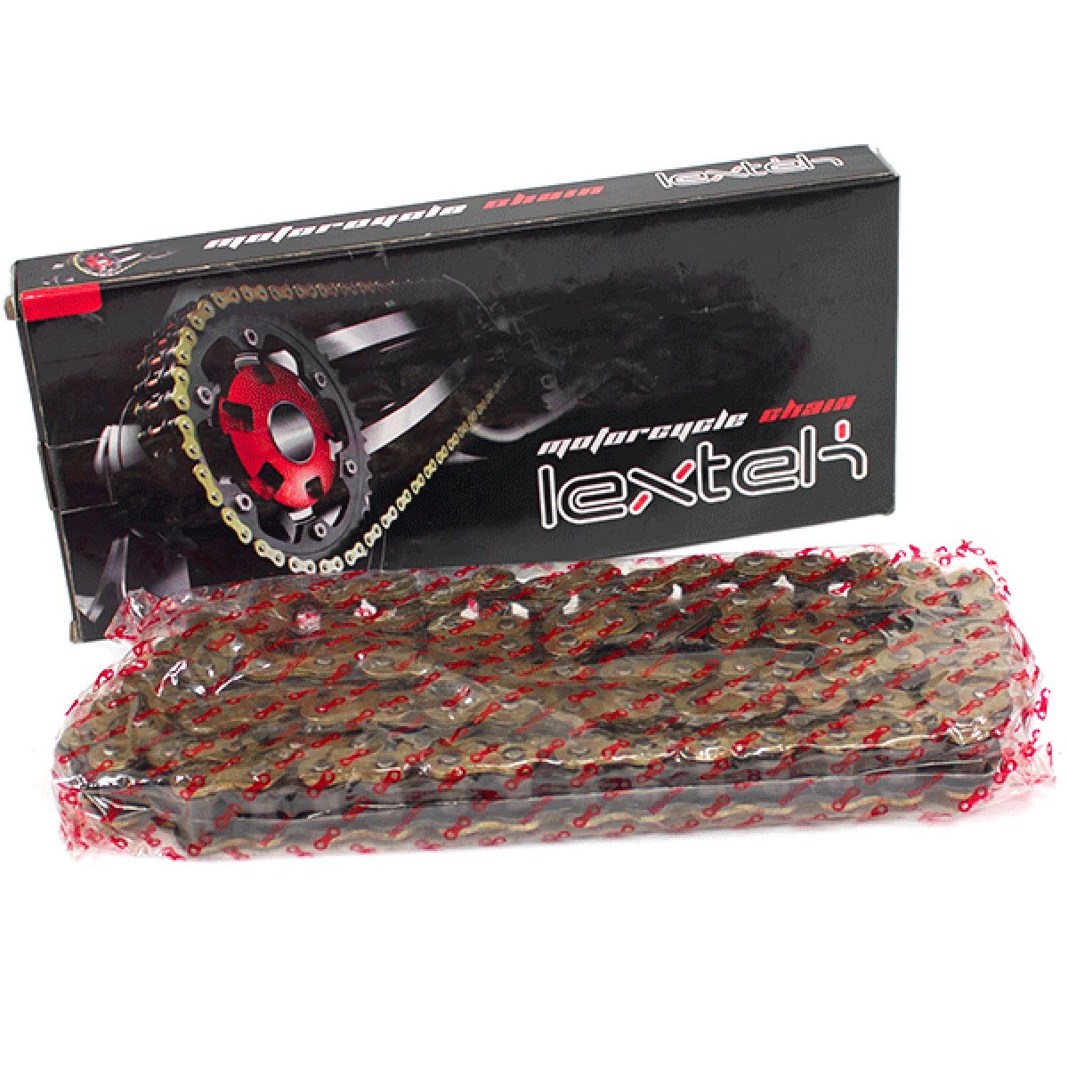 Lextek Drive Chain Motorcycle 428-122 Links Gold Street Motorcycle Steel CHN071