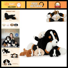 Bernese Mountain Dog Plush Toy with 4 Puppies Inside - 24 Inch Stuffed Animal