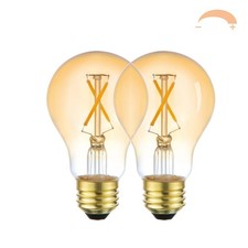 Yaoten A19 Vintage LED Edison Light Bulbs, 2-Pack Dimmable 2W 2700K Amber War...