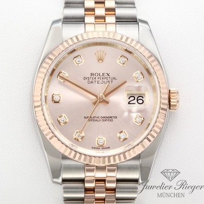 Rolex Datejust 36 mm 116231 2010 Stahl Rosegold 750 Diamanten Automatik